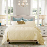 8 Pcs Pinch Pleat Off White Duvet Cover Set